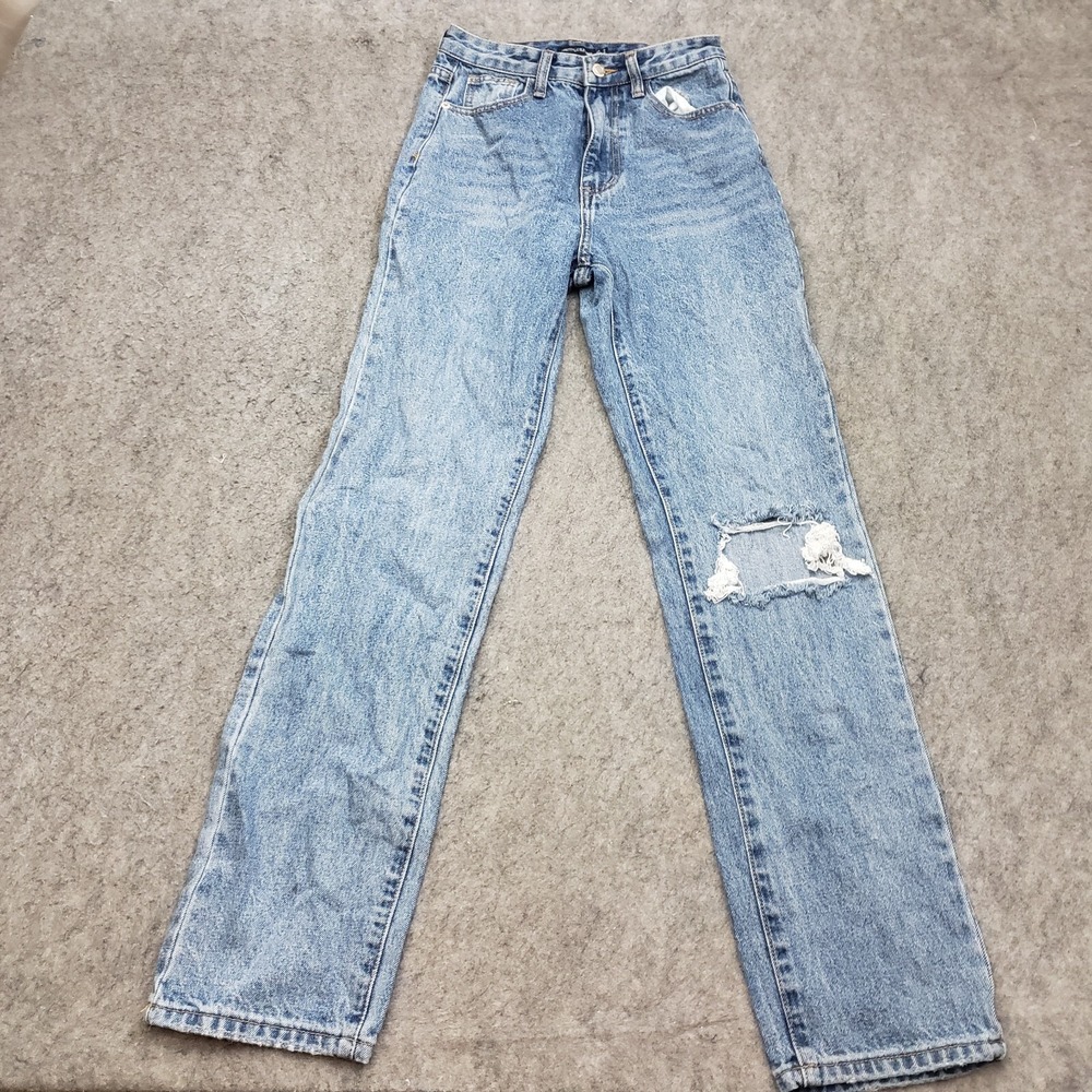 PrettyLittleThing Jeans Womens 2 Blue Straight Mom High Rise Denim Casual 26x30